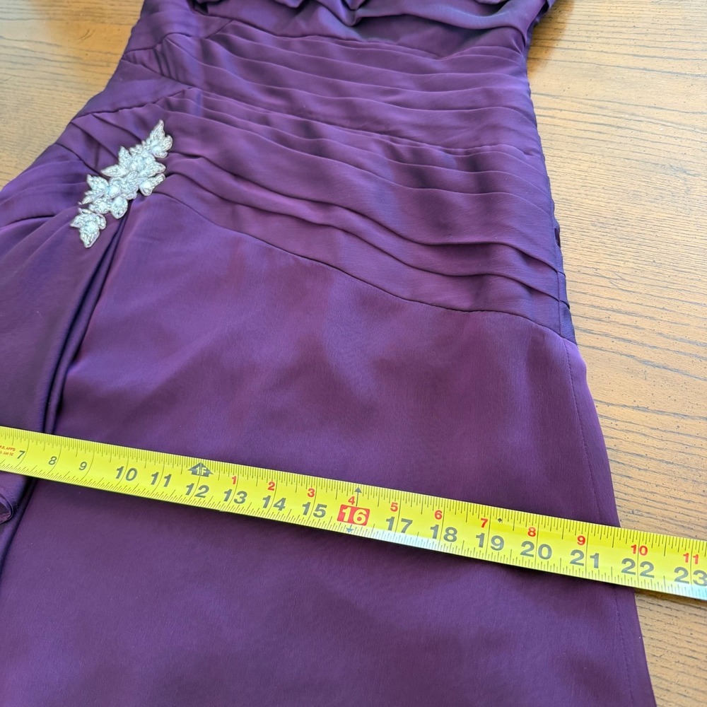 Jade Couture Dress Mother of the Bride Groom Ruched One Shoulder Purple Size 6 - Picture 14 of 16